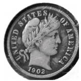 1902 BARBER DIME VF