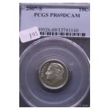 2007 S PCGS PF69DC ROOSEVELT DIME