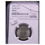 2000 P MARYLAND NGC MS67 QUARTER CASE DAMAGE