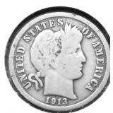 1913 BARBER DIME G