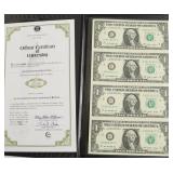 UNCUT SHEET OF 1 $ FEDERAL RESERVE NOTES