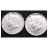 2 1964 KENNEDY HALF DOLLARS