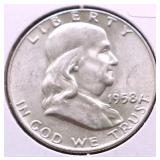 1958 D CHOICE BU FRANKLIN HALF DOLLAR