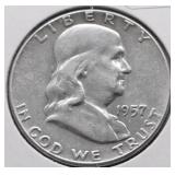 1957 FRANKLIN HALF DOLLAR AU