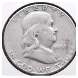 1951 S FRANKLIN HALF DOLLAR VF