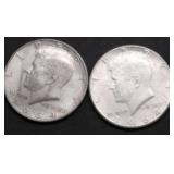 2 1964 KENNEDY HALF DOLLARS