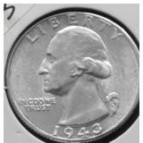 1943 D GEM BU WASHINGTON QUARTER