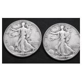 2 WALKING HALF DOLLARS