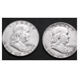 2 FRANKLIN HALF DOLLARS