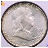 1950 D CH BU FBL FRANKLIN HALF DOLLAR