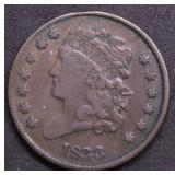 1838 HALF CENT  VF PQ