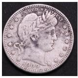1909 BARBER QUARTER VF
