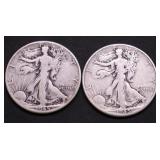 2 WALKING HALF DOLLARS
