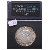 1945 D WALKING HALF DOLLAR AU