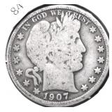 1907 D BARBER HALF DOLLAR G