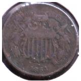 1864 TWO CENT PIECE VF DETAILS