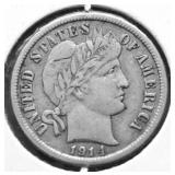 1914 D BARBER DIME XF
