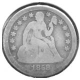 1858 S SEATED DIME G RARE DATE