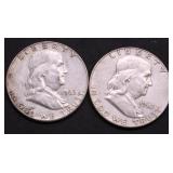 2 FRANKLIN HALF DOLLARS