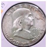 1954 CHOICE BU FBL FRANKLIN HALF DOLLAR