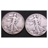 2 WALKING HALF DOLLARS