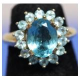 10K GOLD LONDON BLUE SAPPHIRE RING  SZ5.75