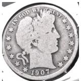 1907 D BARBER HALF DOLLAR G