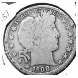 1908 D BARBER HALF DOLLAR G