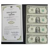 UNCUT SHEET OF 1 $ FEDERAL RESERVE NOTES