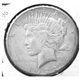1922 S PEACE DOLLAR VF