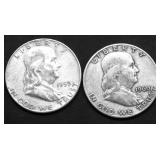 TWO FRANKLIN HALF DOLLARS