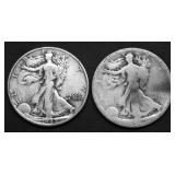 TWO WALKING HALF DOLLARS