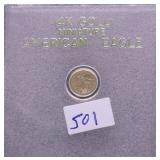 14K GOLD MINITURE GOLD EAGLE .5 GRAMS