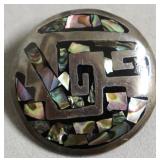 MEXICAN SILVER ALBALONE BROACH
