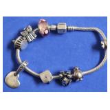 STERLING SILVER CHARM "PANDORA" BRACELET