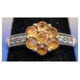 14K GOLD TOPAZ DIAMOND RING SZ7  2.55 GR
