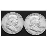 TWO FRANKLIN HALF DOLLARS
