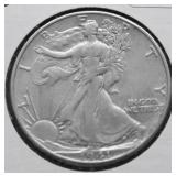 1941 D WALKING HALF DOLLAR AU