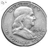 1959 D FRANKLIN HALF DOLLAR VF
