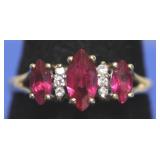 10K DIAMOND RUBY RING SZ 7.5  3.17 GRAMS