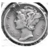 1943 S MERCURY DIME VF