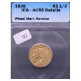 1926 ICG AU55 DETAILS QUARTER EAGLE