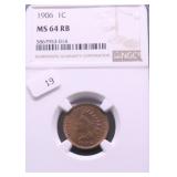 1906 NGC MS64RB INDIAN HEAD CENT