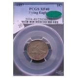 1857 FLYING EAGLE CENT PCGS XF 40 CAC