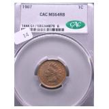 1907 CAC MS64 RB INDIAN HEAD CENT