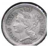 1881 3 CENT PIECE AU