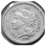 1868 3 CENT PIECE XF