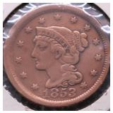 1853 LARGE CENT VF DETAILS
