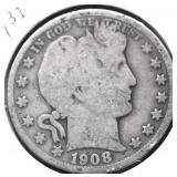 1908 O BARBER HALF DOLLAR G