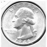 1946 S WASHINGTON QUARTER   GEM